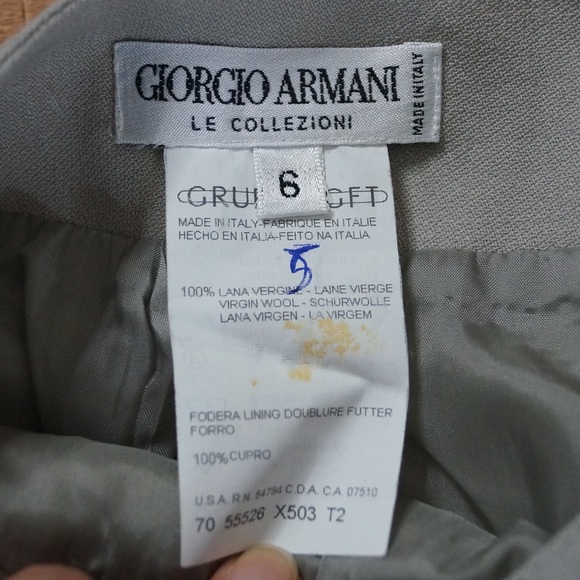 Giorgio Armani Grayish Tan Knee Length Skirt Virgin Wool Made in ItalySize 6 - Picture 6 of 8